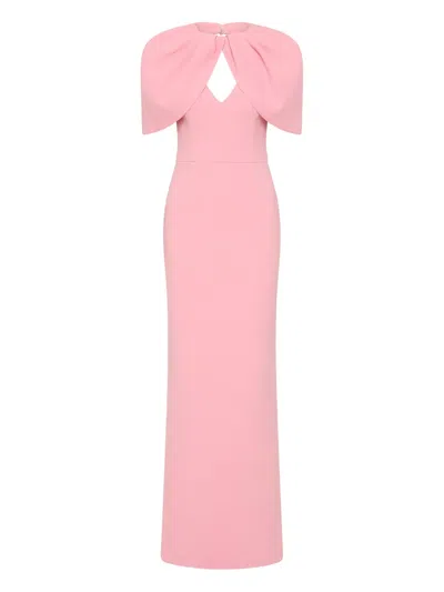 Rebecca Vallance Xena Petal-sleeve Keyhole Gown In Pink
