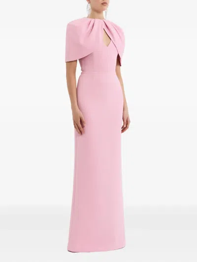 Rebecca Vallance Xena Petal-sleeve Keyhole Gown In Pink