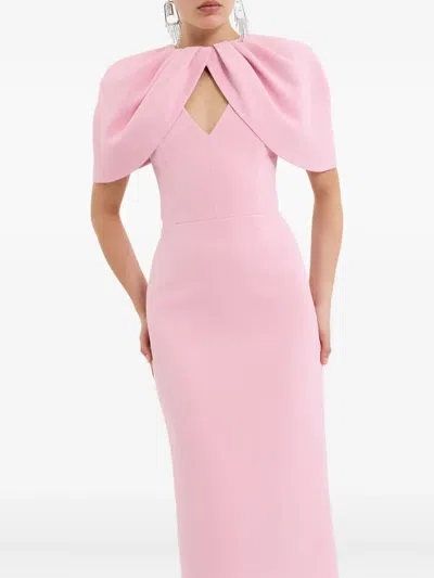 Rebecca Vallance Xena Petal-sleeve Keyhole Gown In Pink