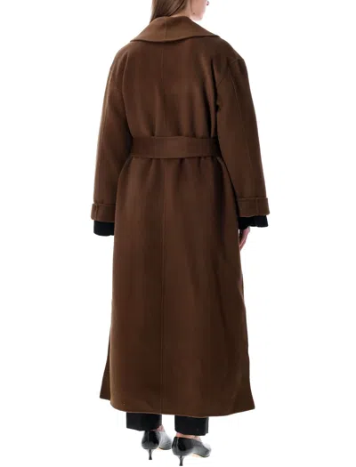 By Malene Birger Brown Wool Long Trullem Coat In Brown