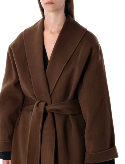 By Malene Birger Brown Wool Long Trullem Coat In Brown