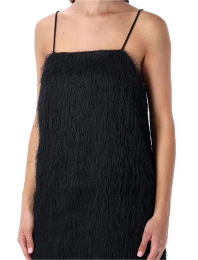 By Malene Birger Black Fringe Ledo Mini Dress In Black
