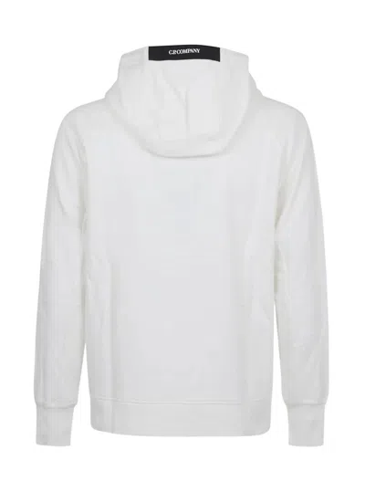 C.p. Company Men Sweatshirts Hooded Open In Diagonal Raised Fleece In White