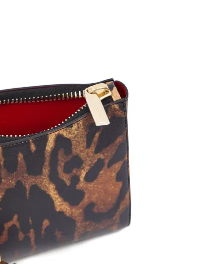 Christian Louboutin Animal Print Calf Leather Wallet With Studs In Brown