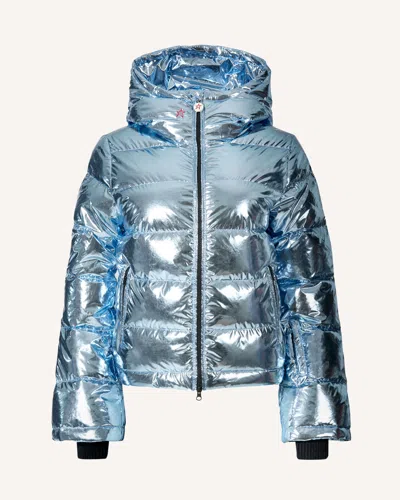 Perfect Moment Polar Flare Metallic Quilted Down Ski Jacket In Blue