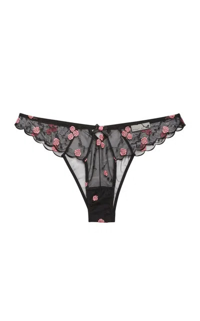 Fleur Du Mal Embroidered Scalloped Edge Briefs In Black