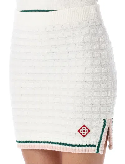 Casablanca Cotton Skirt With Striped Trim In White