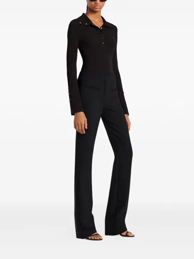 Courrèges Fitted Ribbed Long-sleeve Top With Unique Collar In Black