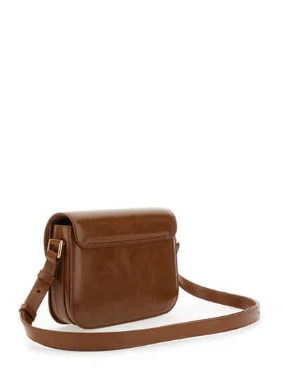Apc Grance Brown Small Crossbody Bag Wirh Embossed Logo Lettering On The Front And Adjustable Shoulder S In Brown