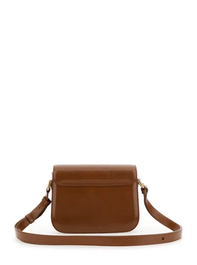 Apc Grance Brown Small Crossbody Bag Wirh Embossed Logo Lettering On The Front And Adjustable Shoulder S In Brown