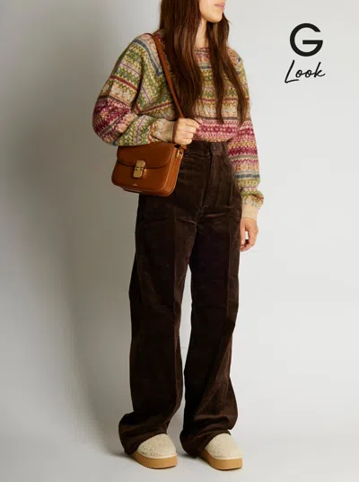 Apc Grance Brown Small Crossbody Bag Wirh Embossed Logo Lettering On The Front And Adjustable Shoulder S In Brown