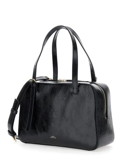 Apc Virginie Black Shoulder Bag With Removable Shoulder Strap And Front Logo In Leather Woman In Black