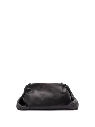 Alberta Ferretti Structured Leather Handbag With Spacious Interior In Black