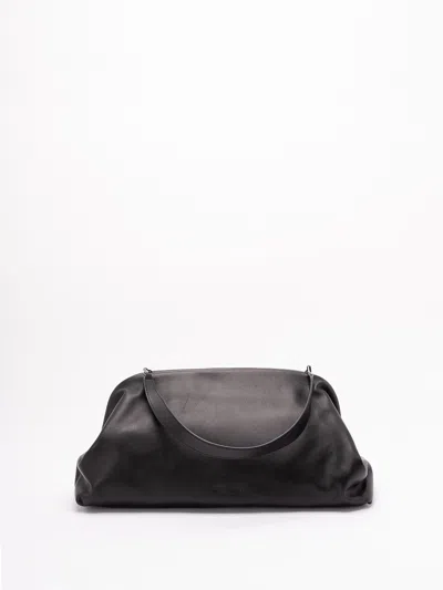 Alberta Ferretti Structured Leather Handbag With Spacious Interior In Black