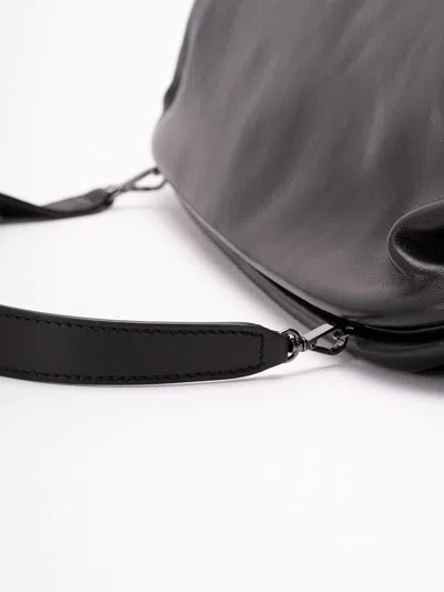 Alberta Ferretti Structured Leather Handbag With Spacious Interior In Black