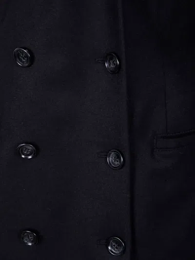 Alberta Ferretti Double-breasted Virgin Wool Jacket With Deep V-neckline In Black