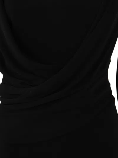 Alberta Ferretti Women Long Sleeves V Neck Midi Dress In Black