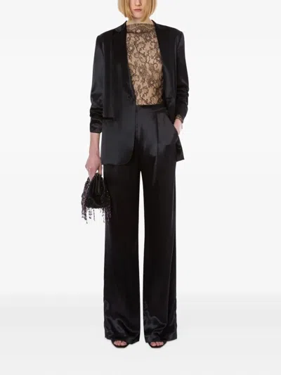 Alberta Ferretti Wide-leg Pants With High Waistpleats In Black