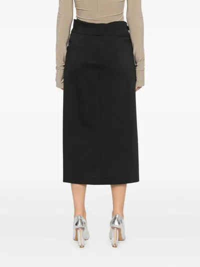 Alberta Ferretti Draped Wrap Midi Skirt With Button Detail In Gray