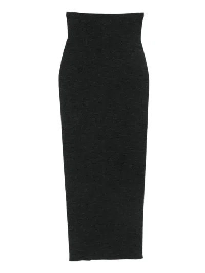 Alberta Ferretti High-waisted Virgin Wool Maxi Skirt In Black