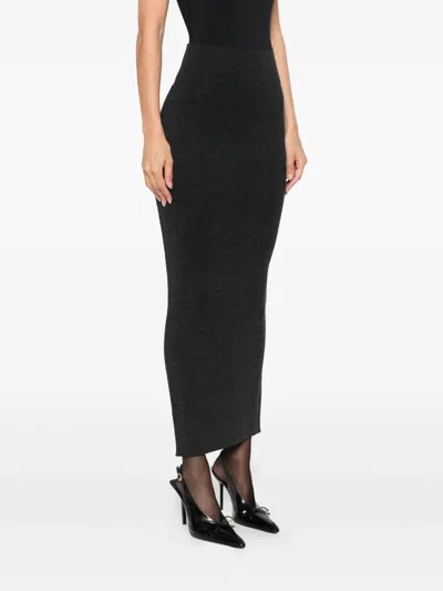 Alberta Ferretti High-waisted Virgin Wool Maxi Skirt In Black