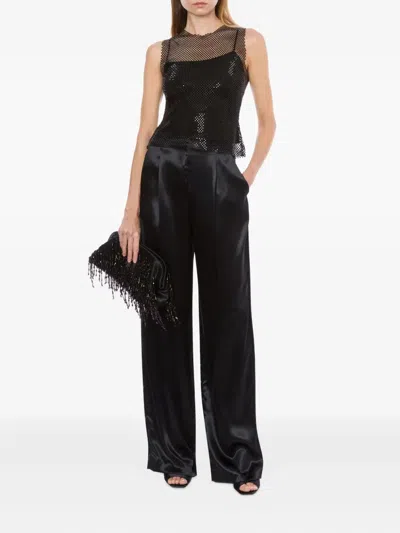 Alberta Ferretti Mesh Overlay Sleeveless Scoop Neck Top In Animal Print