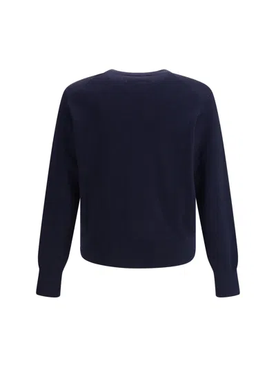 Ami Alexandre Mattiussi Ami Navy Blue Cotton Jersey Sweater With Signature Embroidered Motif In Blue