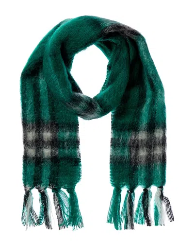 Burberry Check Mohair & Wool-blend Scarf In Green