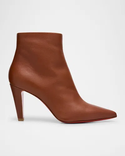 Christian Louboutin Vibella Leather Red Sole Ankle Booties In Animal Print