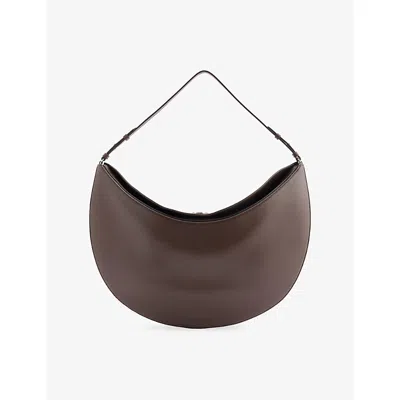 Jacquemus Le Calisso Rond Large Brown Shoulder Bag With Adjustable Strap And Embossed Logo In Leathe In Brown