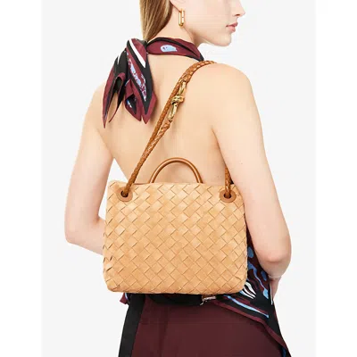 Bottega Veneta Womens Amber-mb-amber Andiamo Small Intrecciato Leather-suede Shoulder Bag