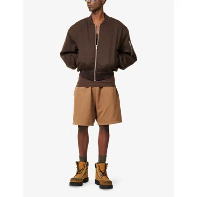 Entire Studios Dark Brown Zip-up Bomber Jacket In Wool In Brown