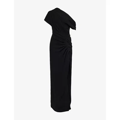 Simkhai Kally One-shoulder Draped Pleated Crepe Gown In Black