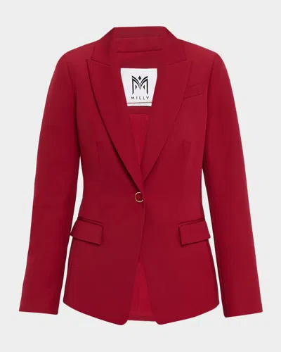 Milly Avery Single-button Cady Blazer In Red