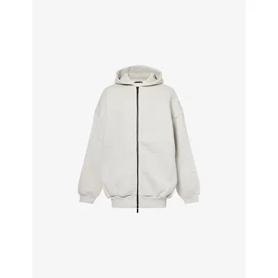 Fear Of God Grey Cotton Blend Zip Hoodie In Gray