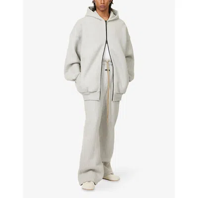 Fear Of God Grey Cotton Blend Zip Hoodie In Gray