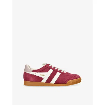 Gola Elan Deep Red Color Block Suede Leather Sneakers