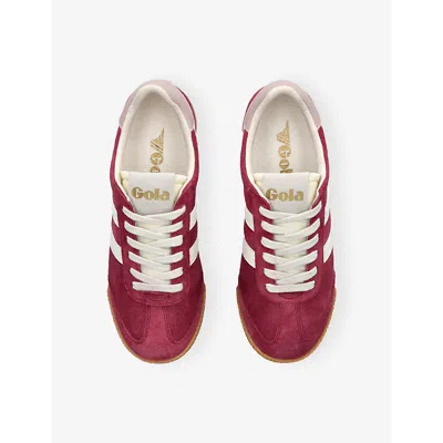 Gola Elan Deep Red Color Block Suede Leather Sneakers