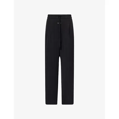 Fear Of God Wide-leg Pleated Wool And Cotton-blend Twill Drawstring Trousers In Black