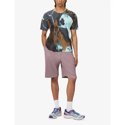 Issey Miyake Ns Seaside Purple Color Pleats Drawstring Knitted Shorts In Brown