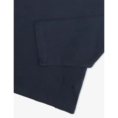 H&m Adorables Blue Dark Long-sleeve Crewneck Pima-cotton T-shirt 24 Months - 10 In Blue