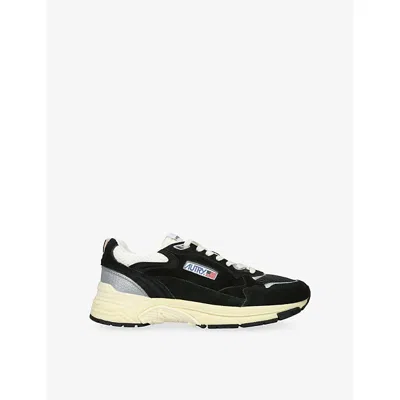 Autry Black Suede And Mesh Sneakers With Cream Cushioned Sole In Black