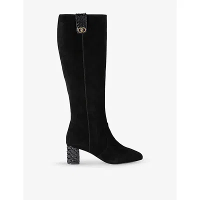 Kurt Geiger London Metallic Block Heel Knee High Boot In Black
