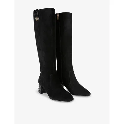 Kurt Geiger London Metallic Block Heel Knee High Boot In Black