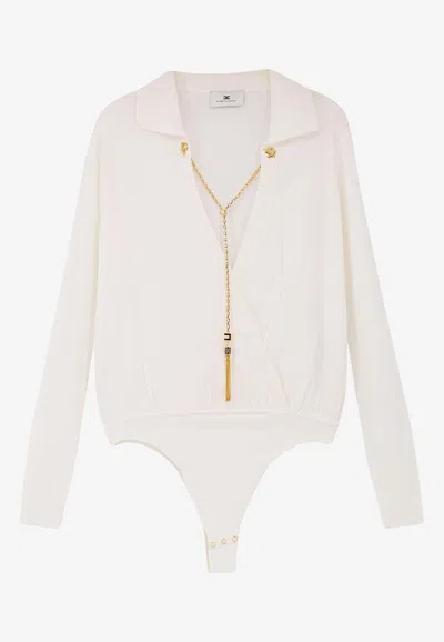 Elisabetta Franchi Chain-embellished Bodysuit In White