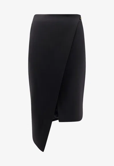 Elisabetta Franchi Viscose And Wool Skirt With Asymmetrical Design In Black