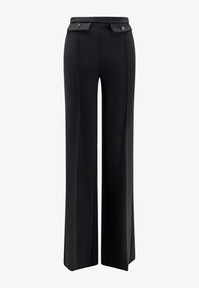Elisabetta Franchi Trousers With Double Logoed Button In Black