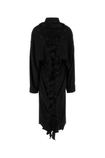 Balenciaga Women Black Crepe Shirt Dress In Black