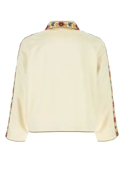 Bode Candyfloss Embroidered Voile-trimmed Satin Track Jacket In Neutral