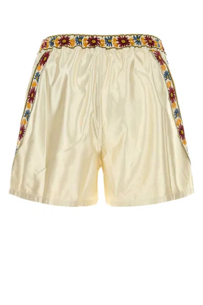 Bode Men Ivory Satin Candyfloss Bermuda Shorts In Neutral